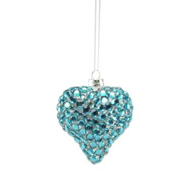 Pallina Natale Vetro cm.8 Cuore Azzurro con Strass |M2 Store