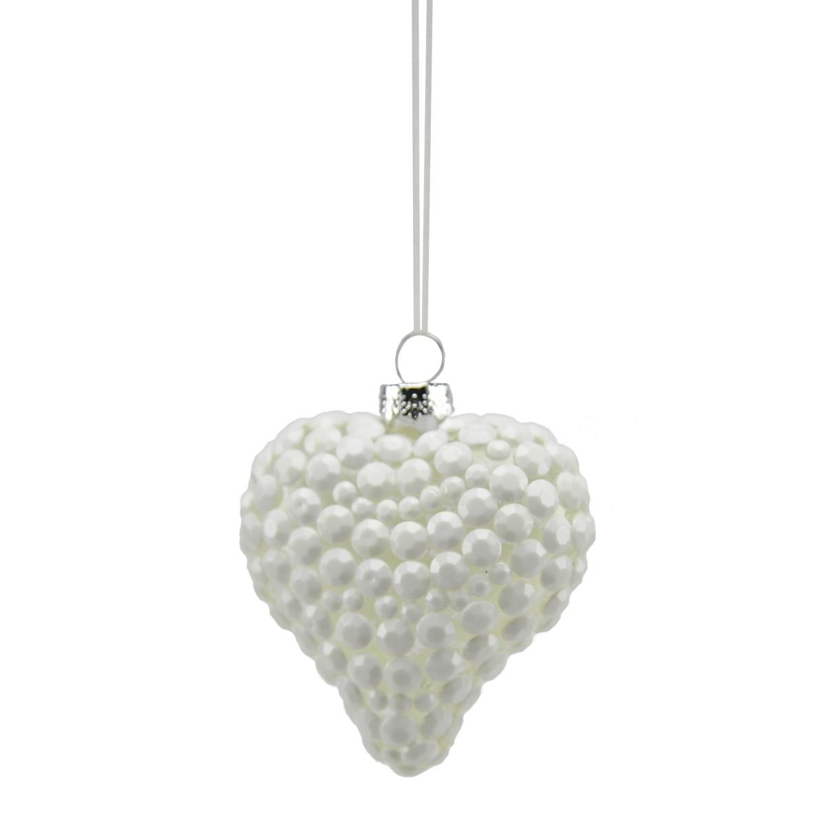 Pallina Natale Vetro cm.8 Cuore Bianco con Pallini |M2 Store