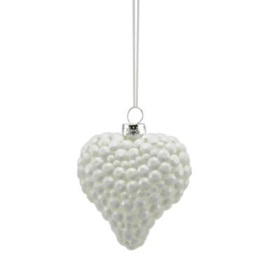 Pallina Natale Vetro cm.8 Cuore Bianco con Pallini |M2 Store
