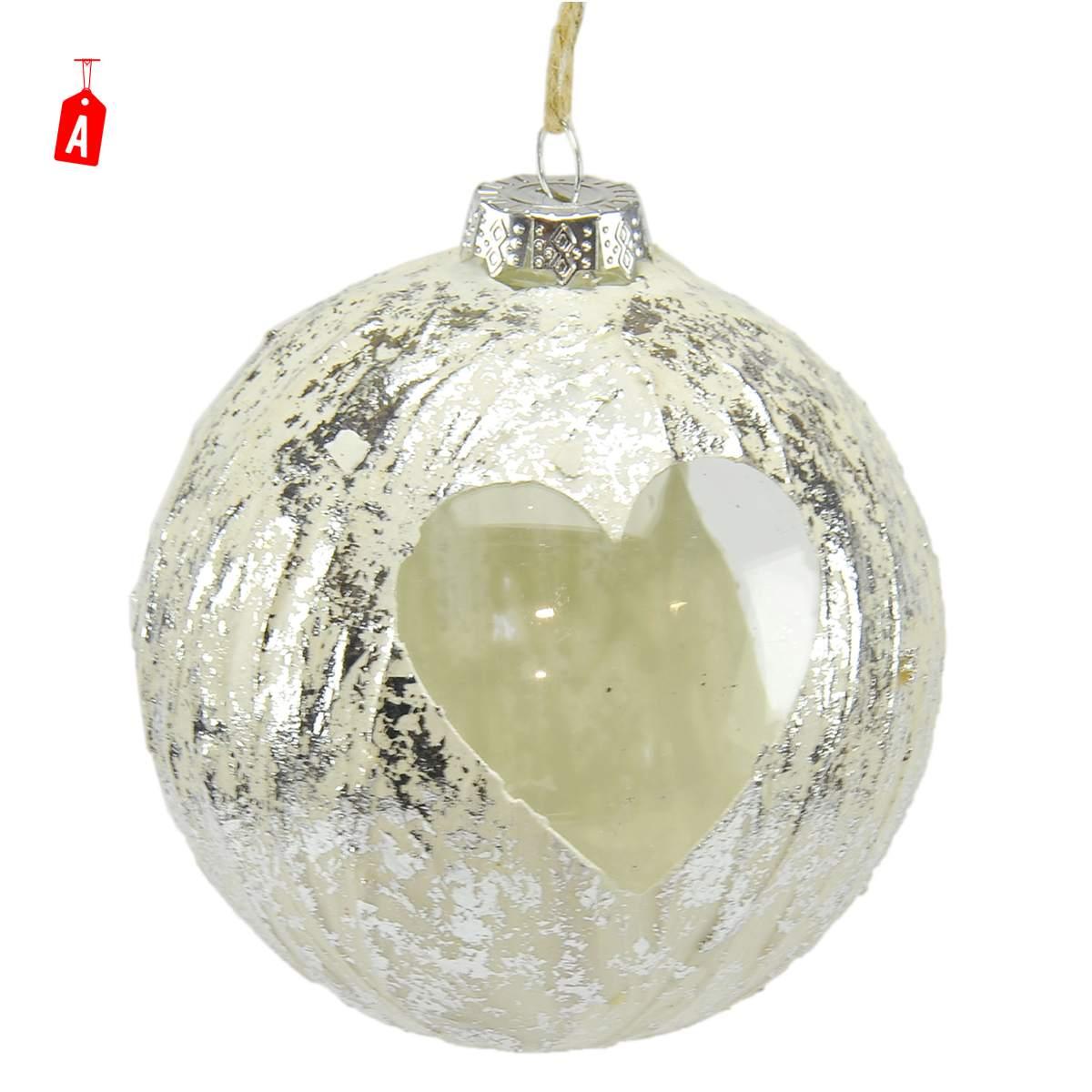 Pallina Natale Vetro cm.10 Argento Sat. 2 Modelli |M2 Store