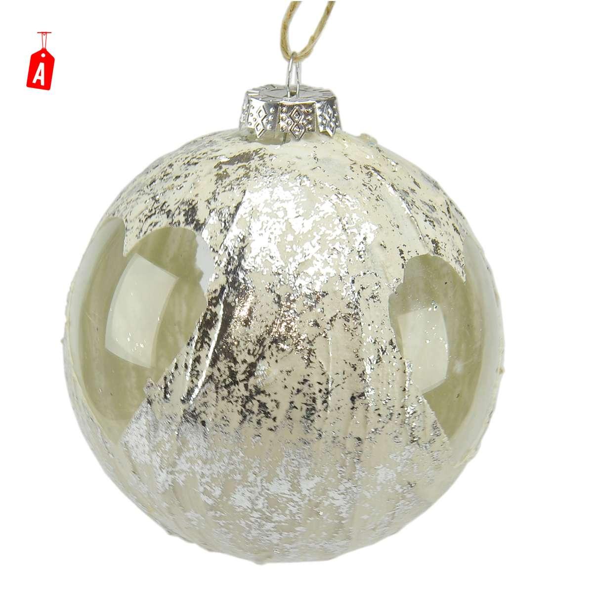 Pallina Natale Vetro cm.10 Argento Sat. 2 Modelli |M2 Store
