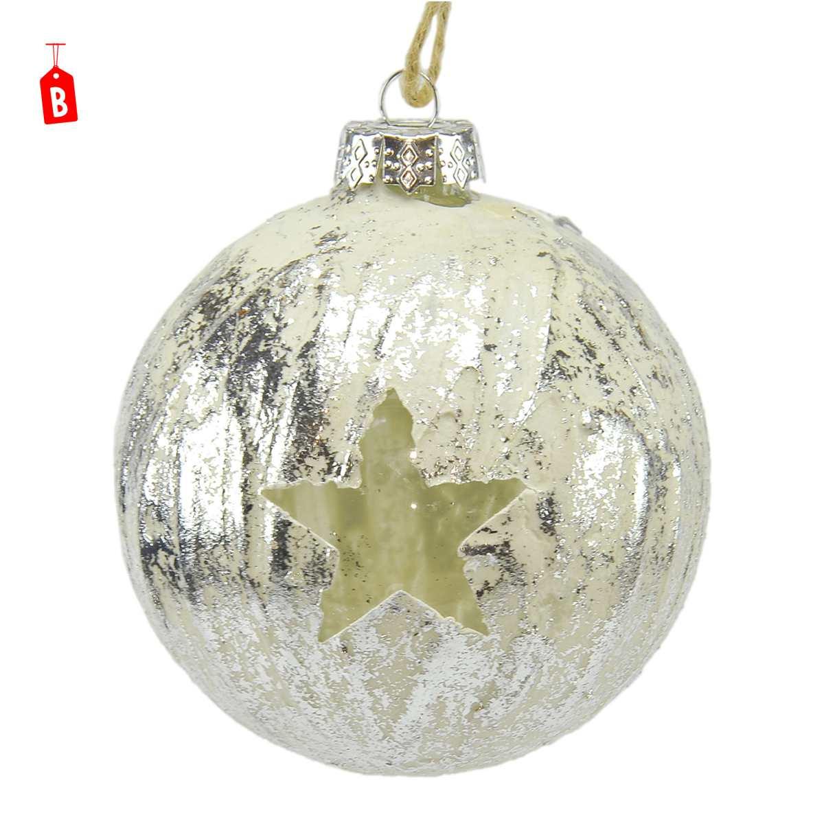 Pallina Natale Vetro cm.10 Argento Sat. 2 Modelli |M2 Store