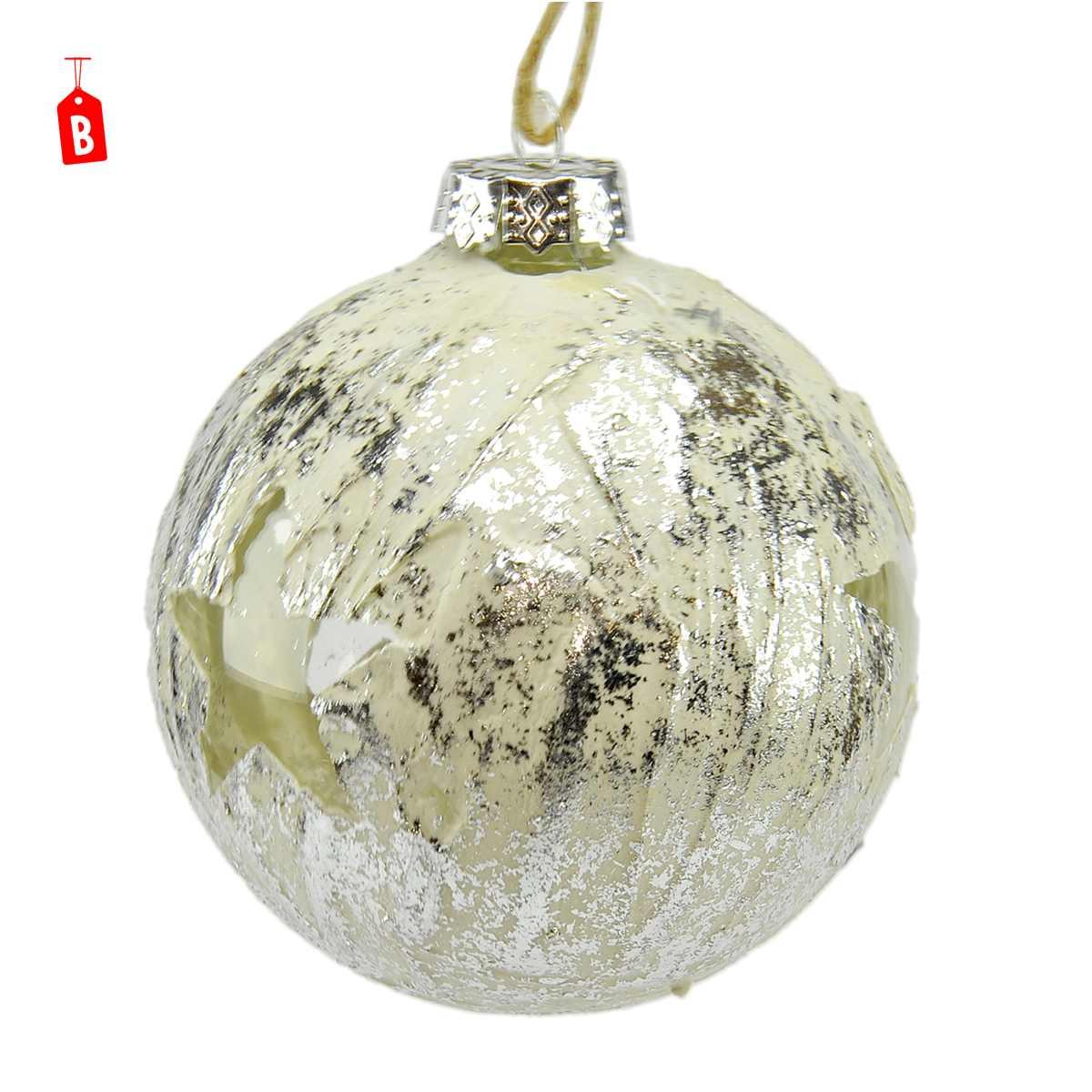 Pallina Natale Vetro cm.10 Argento Sat. 2 Modelli |M2 Store