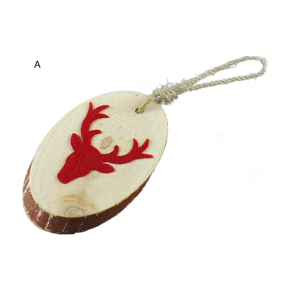 Decorazione Natalizia Legno Ovale 3 Modelli cm.h13 |M2 Store