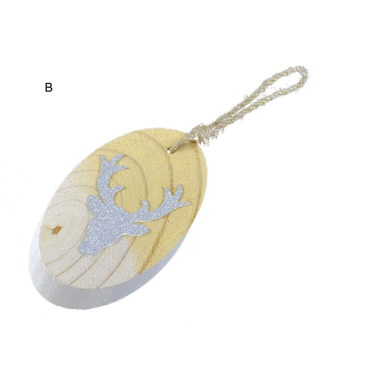 Decorazione Natalizia Legno Ovale 3 Modelli cm.h13 |M2 Store