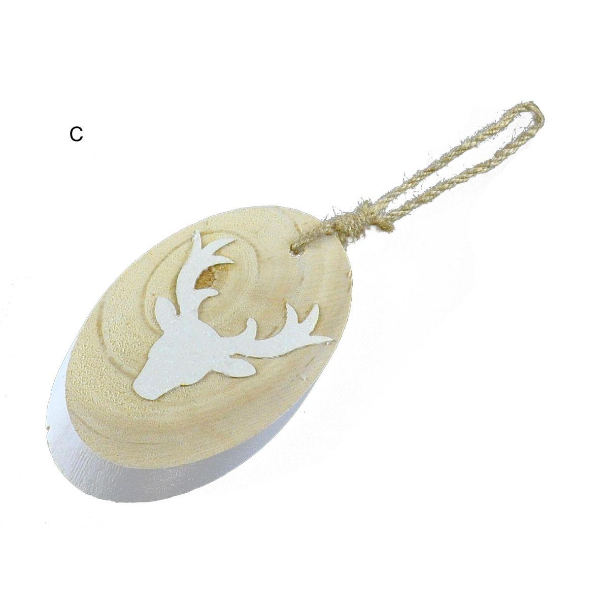 Decorazione Natalizia Legno Ovale 3 Modelli cm.h13 |M2 Store