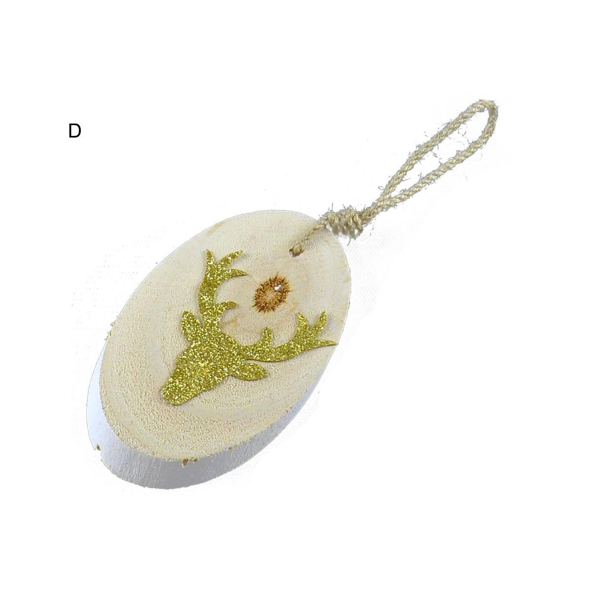 Decorazione Natalizia Legno Ovale 3 Modelli cm.h13 |M2 Store