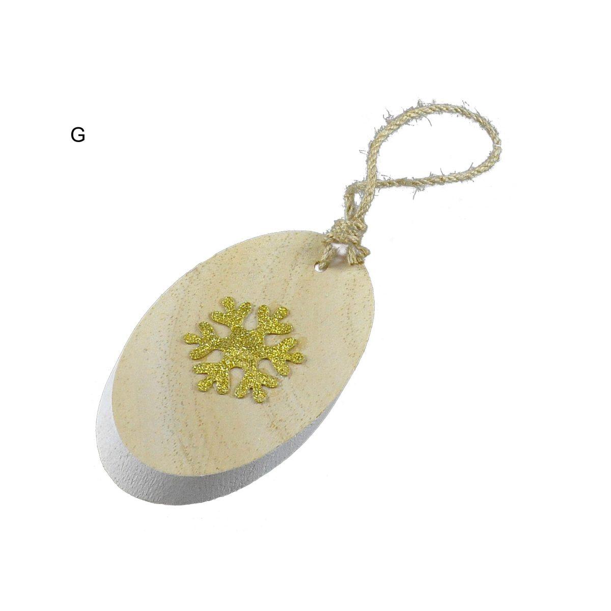 Decorazione Natalizia Legno Ovale 3 Modelli cm.h13 |M2 Store