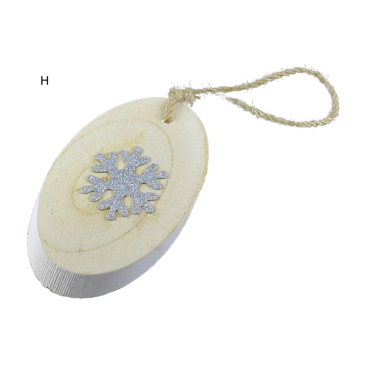 Decorazione Natalizia Legno Ovale 3 Modelli cm.h13 |M2 Store