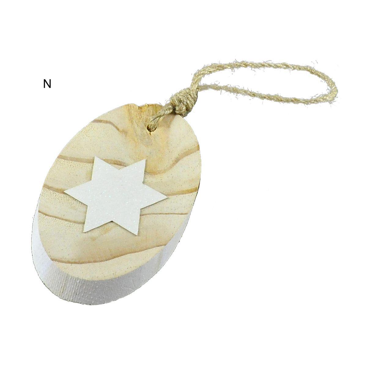 Decorazione Natalizia Legno Ovale 3 Modelli cm.h13 |M2 Store