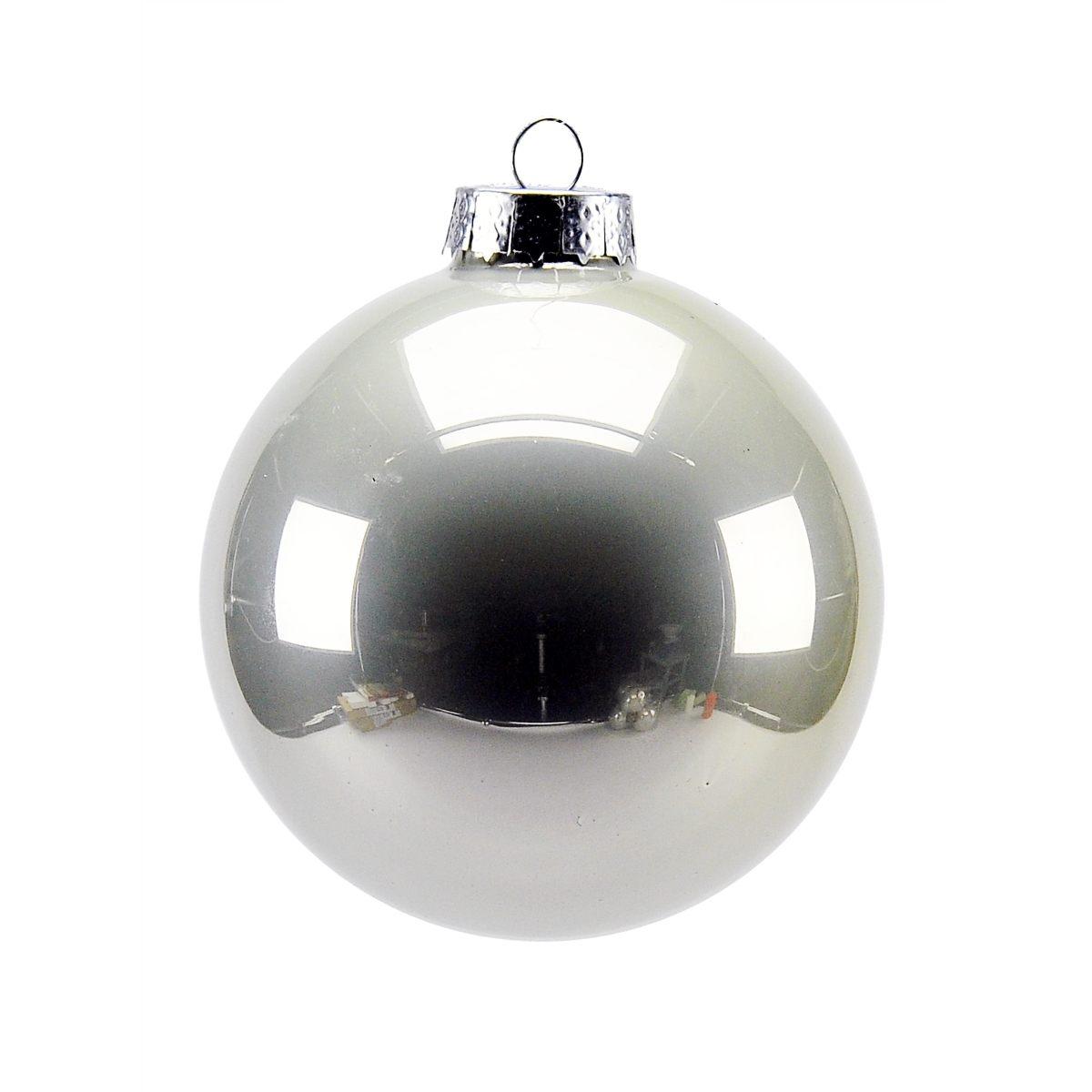 Pallina Natale Vetro cm.10 Argento Perlato Set pz.6 |Inge's Glass