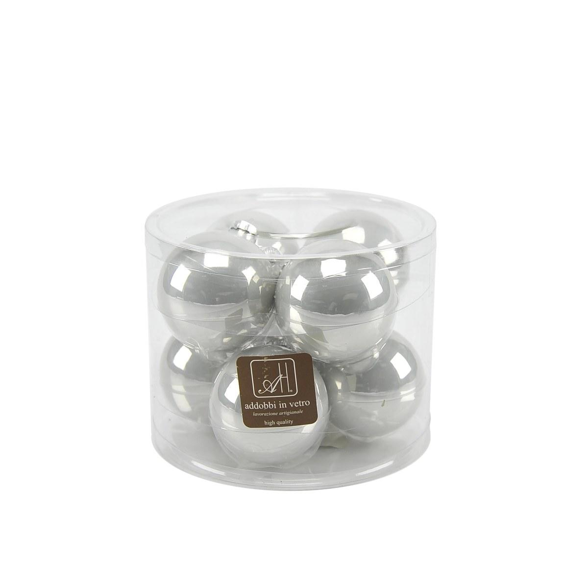 Pallina Natale Vetro cm.7 Argento Perlato Set pz.8 |Inge's Glass