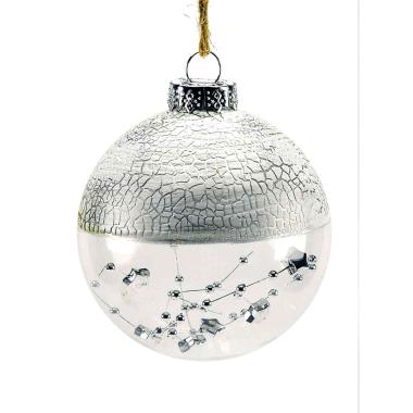 Pallina Natale Vetro cm.8 Trasparente Argento Sat. con Filo |M2 Store