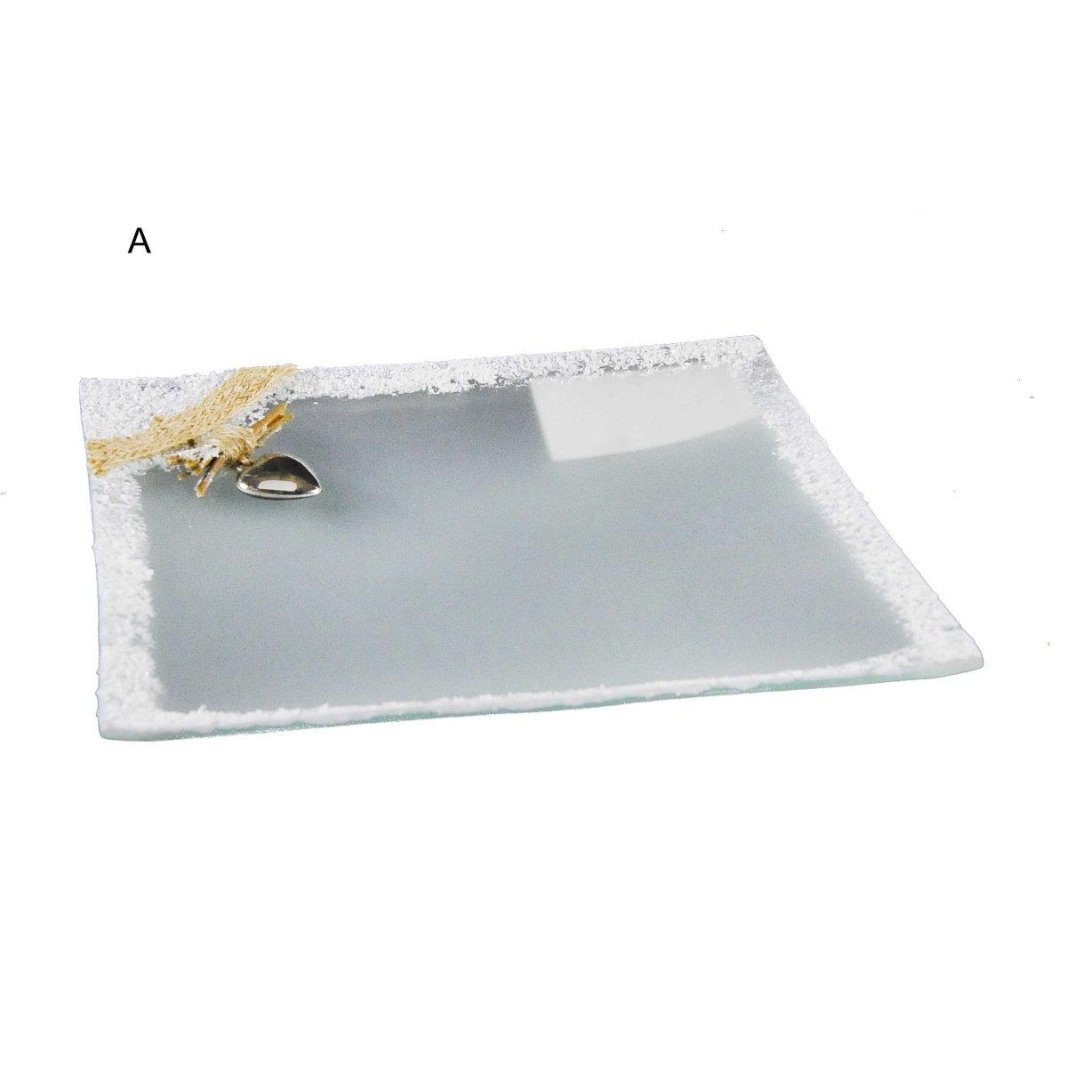Piattino Tavola Natale Vetro con Bordo Innevato cm.20x20 |M2 Store