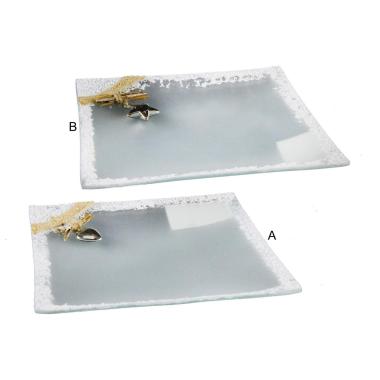 Piattino Tavola Natale Vetro con Bordo Innevato cm.20x20 |M2 Store
