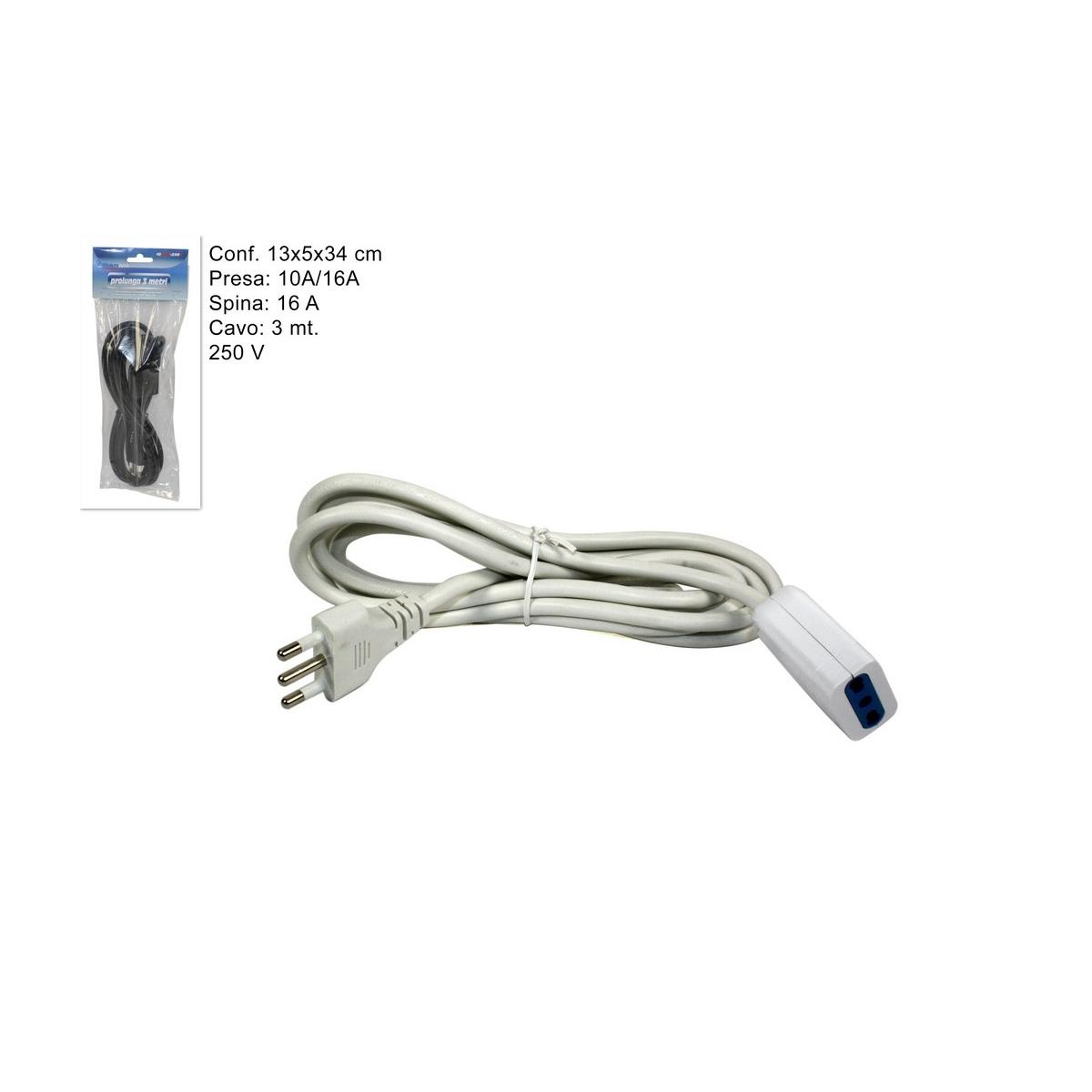 Prolunga Elettrica Mt.3 Passo Doppio 16A 230V 2 Colori | M2 Store