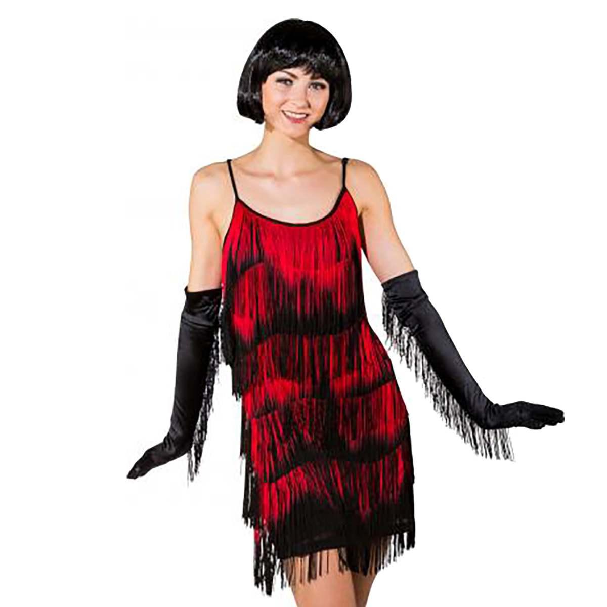 Costume Charleston Nero e Rosso con Frange |Orlob