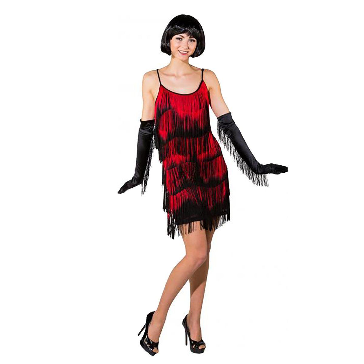 Costume Charleston Nero e Rosso con Frange |Orlob