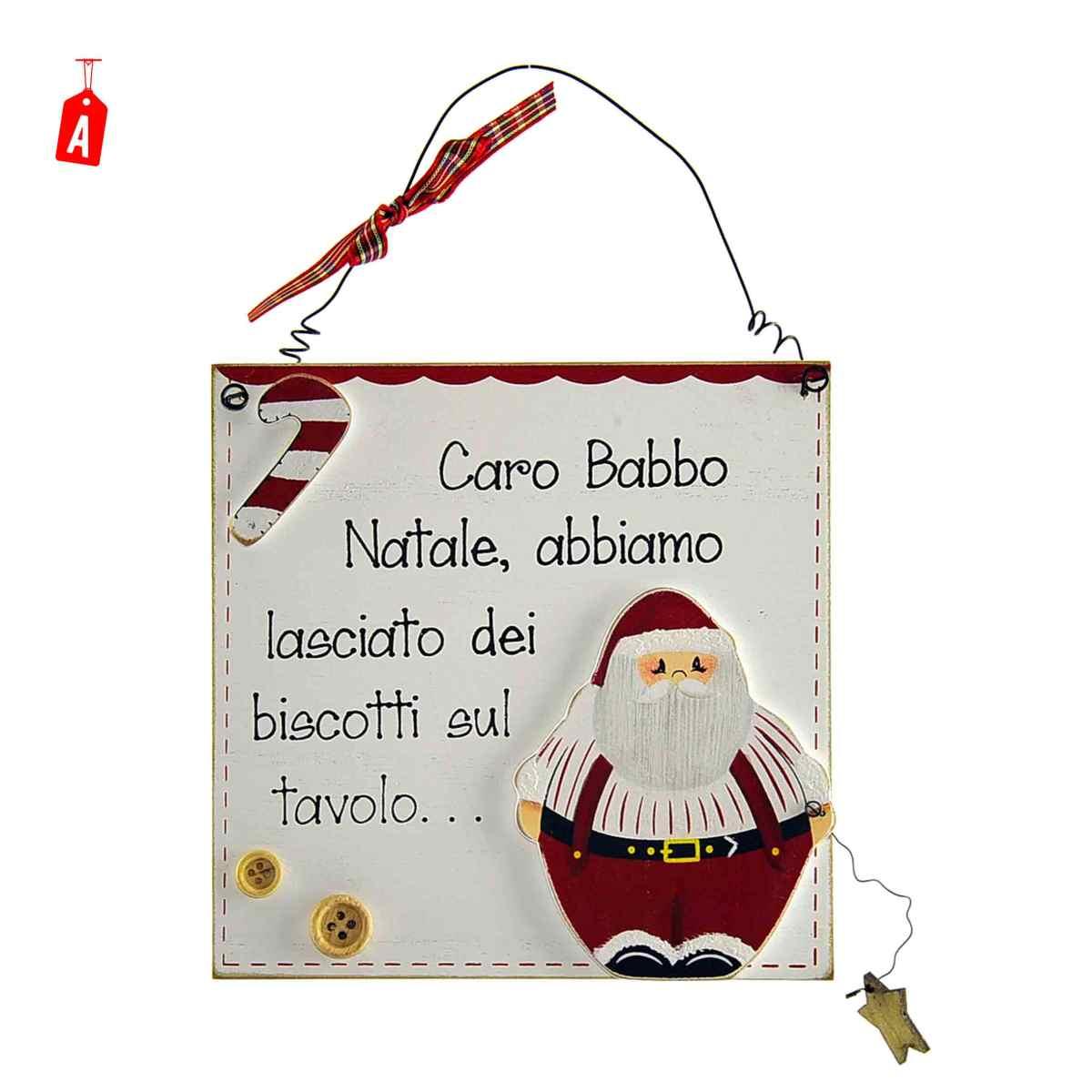 Targa Natalizia Legno con Scritta Babbo cm.15 2 Mod |M2 Store