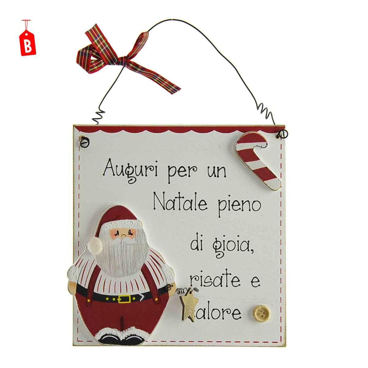 Targa Natalizia Legno con Scritta Babbo cm.15 2 Mod |M2 Store