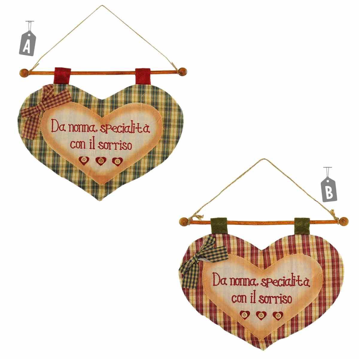 Targa Stoffa Cuore con Scritta cm.36x25 2 Colori Assortiti | M2 Store