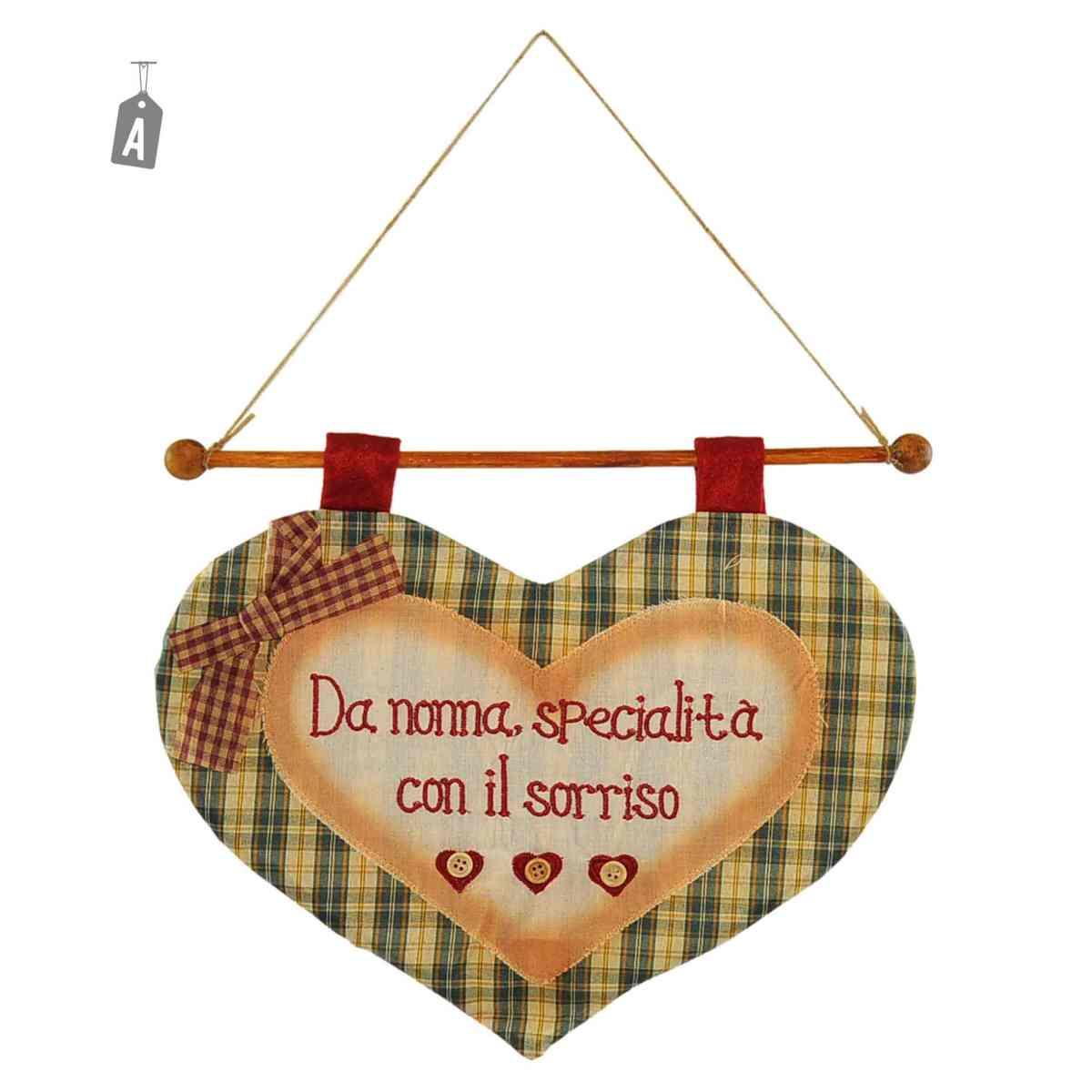 Targa Stoffa Cuore con Scritta cm.36x25 2 Colori Assortiti | M2 Store