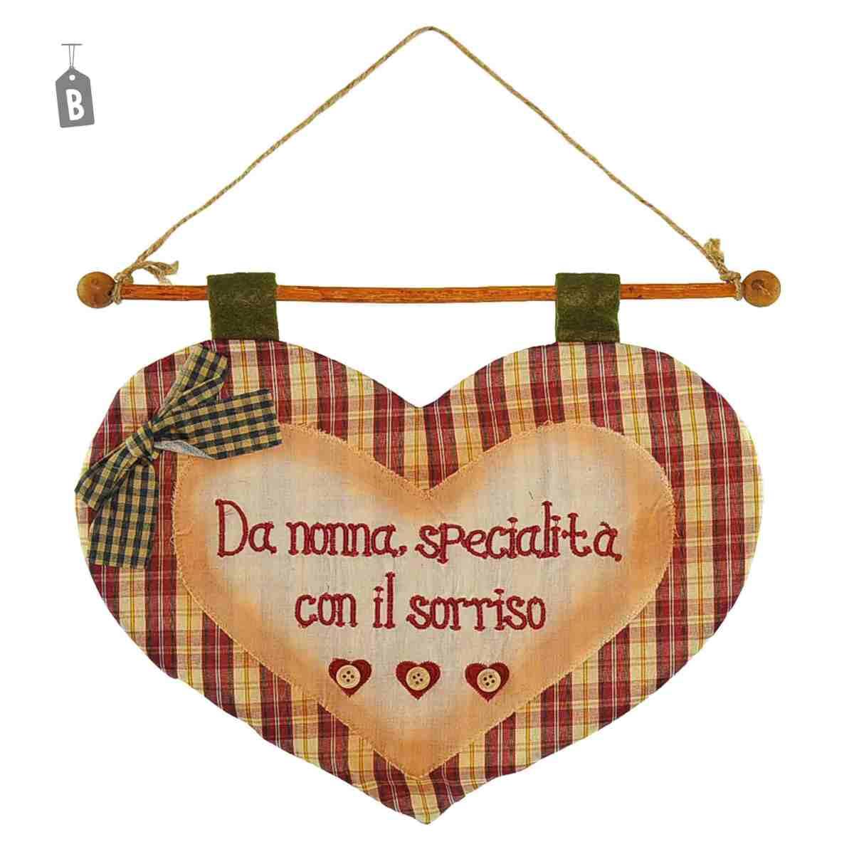 Targa Stoffa Cuore con Scritta cm.36x25 2 Colori Assortiti | M2 Store