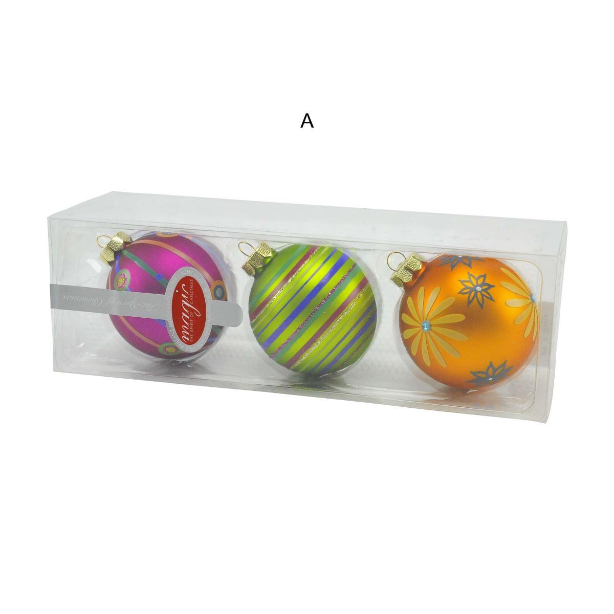 Pallina Natale Vetro Collezione cm.8 Multicolor Set pz.3 |M2 Store