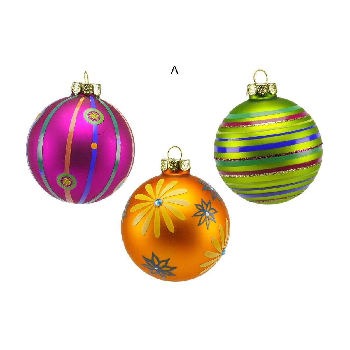 Pallina Natale Vetro Collezione cm.8 Multicolor Set pz.3 |M2 Store