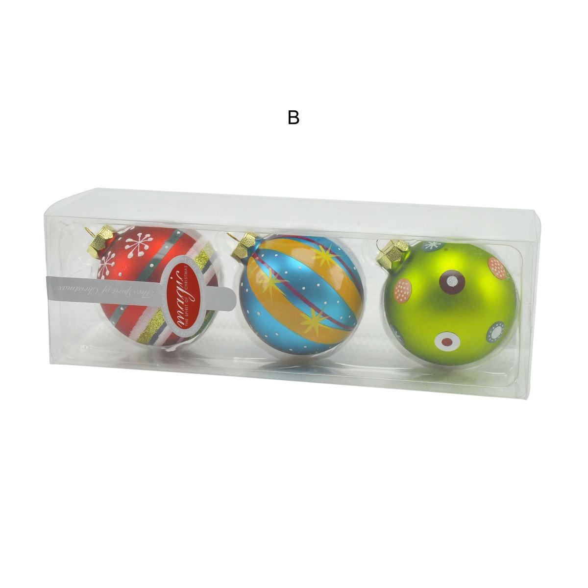 Pallina Natale Vetro Collezione cm.8 Multicolor Set pz.3 |M2 Store