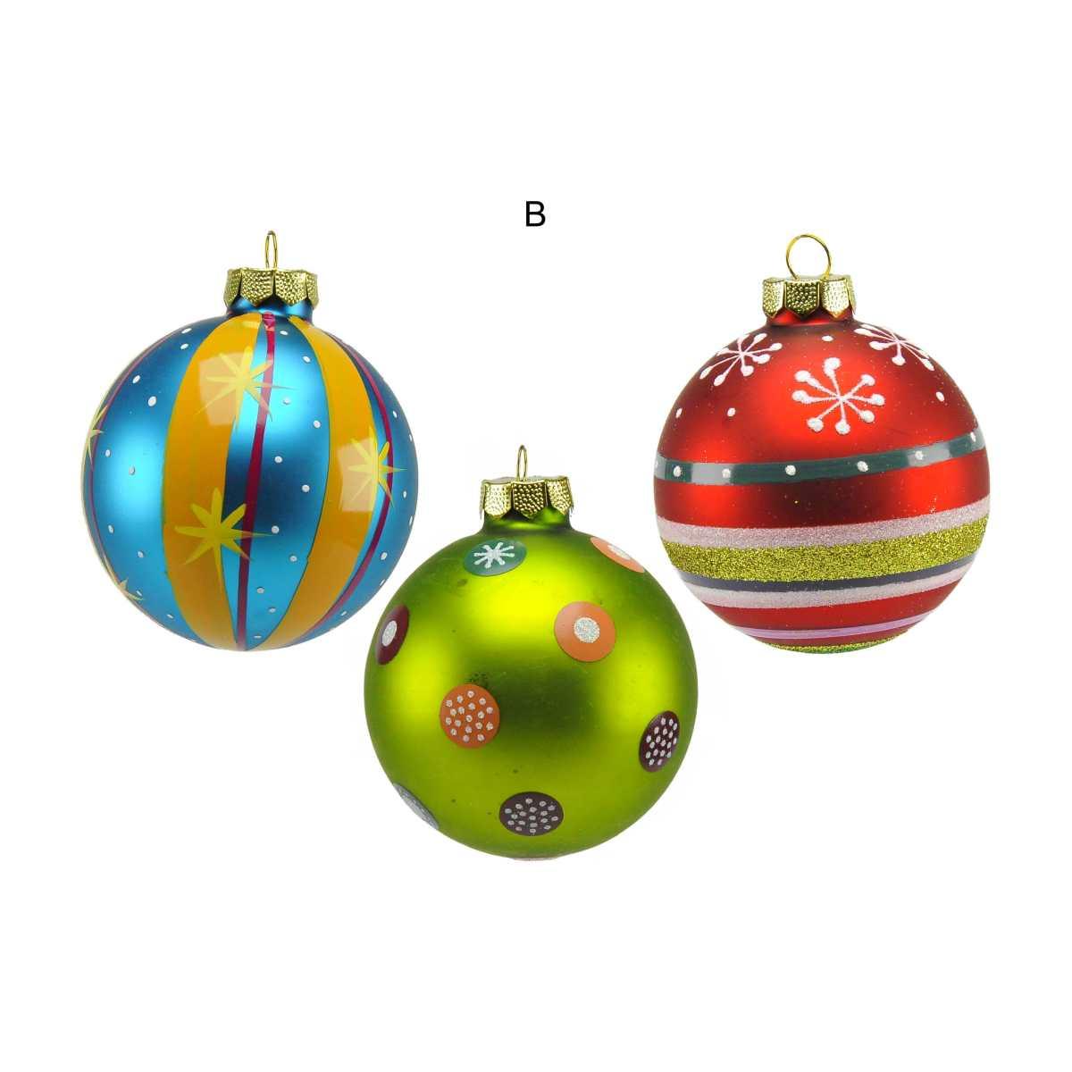 Pallina Natale Vetro Collezione cm.8 Multicolor Set pz.3 |M2 Store