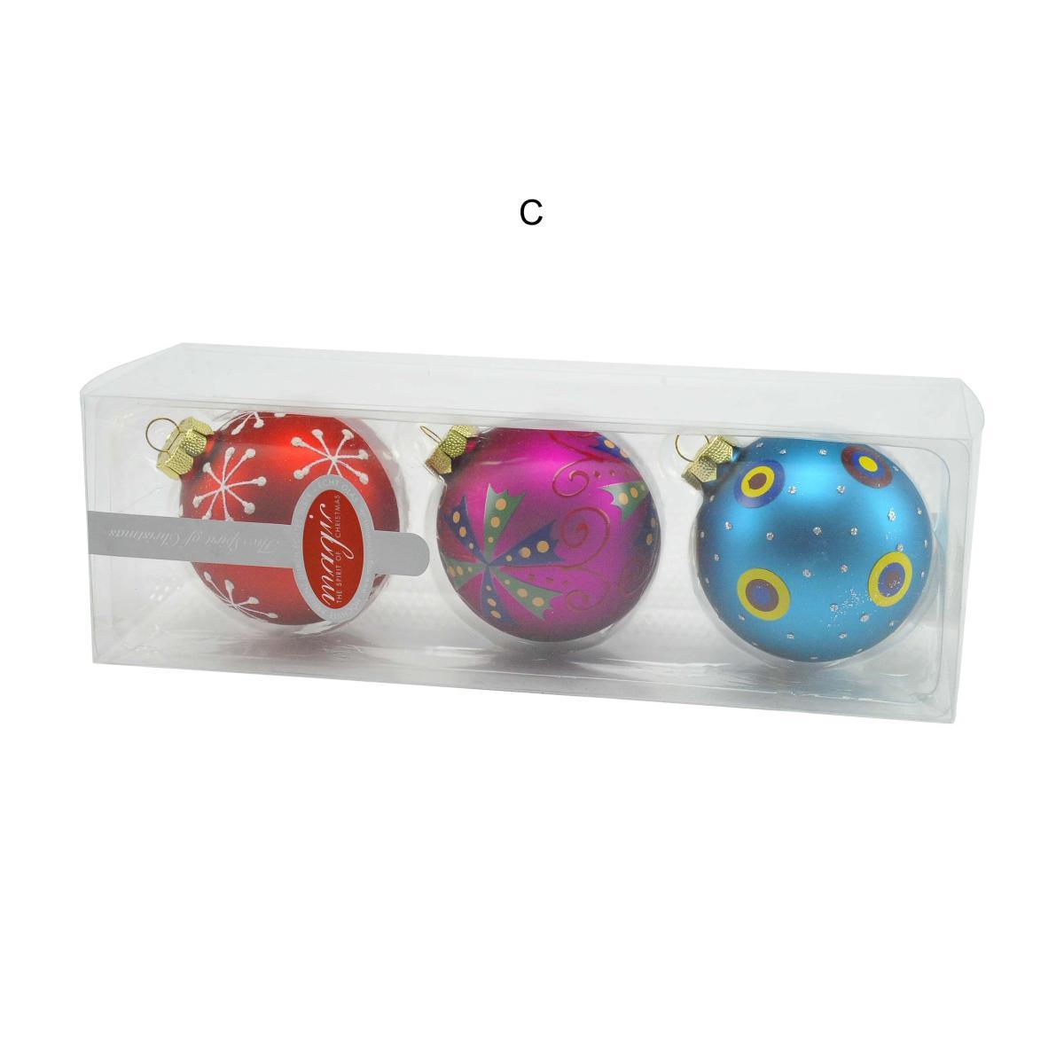 Pallina Natale Vetro Collezione cm.8 Multicolor Set pz.3 |M2 Store