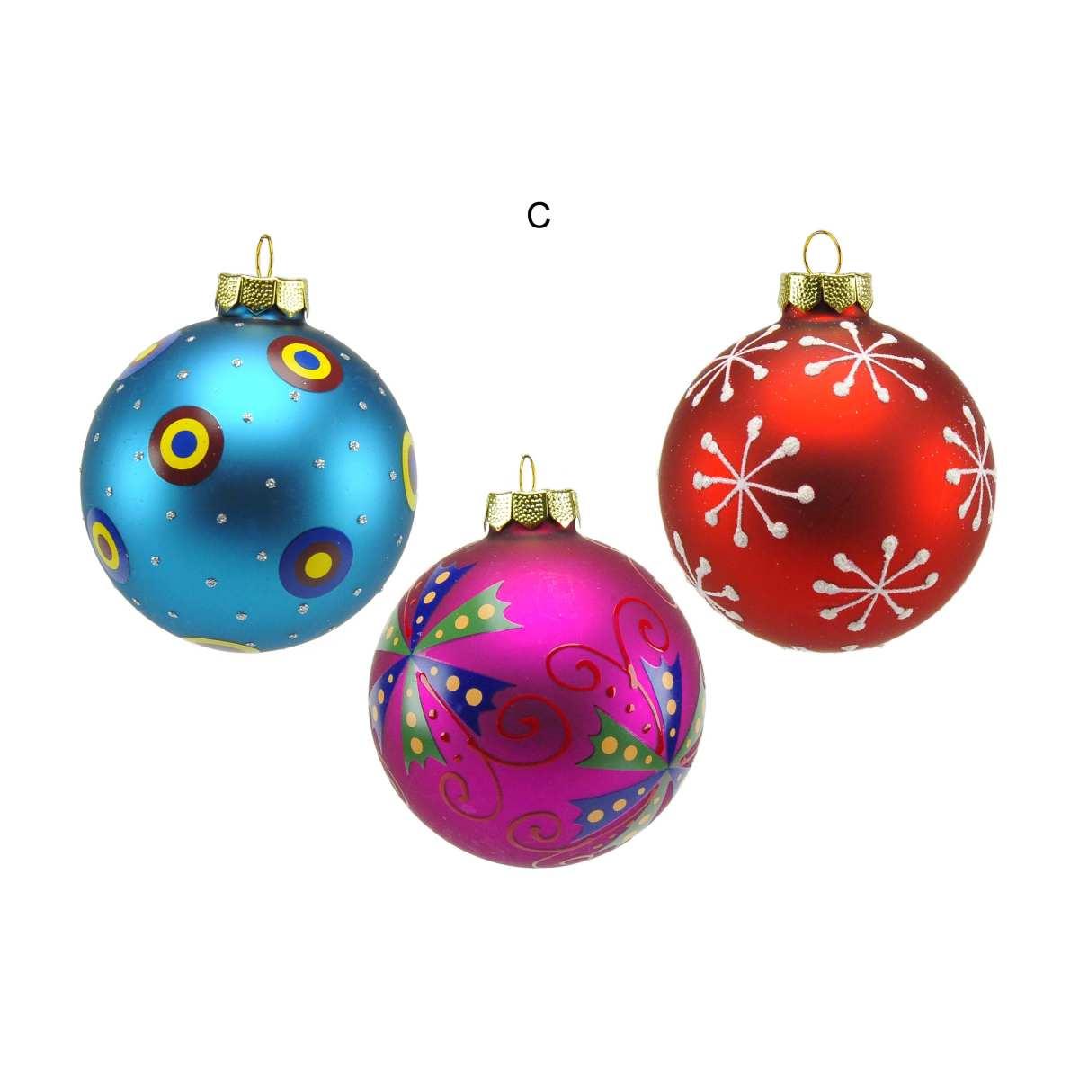 Pallina Natale Vetro Collezione cm.8 Multicolor Set pz.3 |M2 Store
