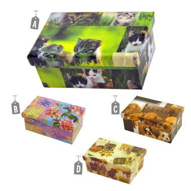 Scatola Cartone 02 Fiori Animali cm.14x8,5x6 4 Modelli Assortiti | M2 Store