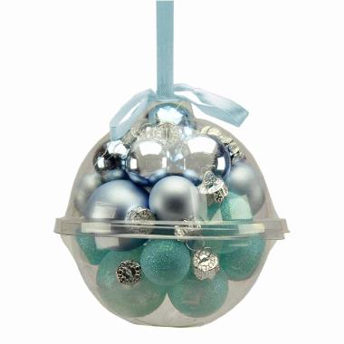 Palline Natale Vetro cm.2/2,5/3 Azzurre Set pz.15 |Inge's Glass