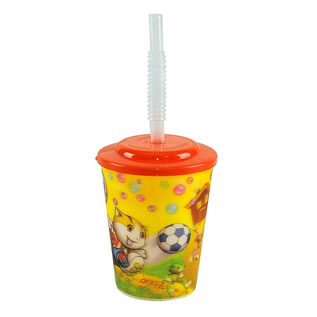 Bicchiere PL Cartoni con Cop con Cannuccia |M2 Store