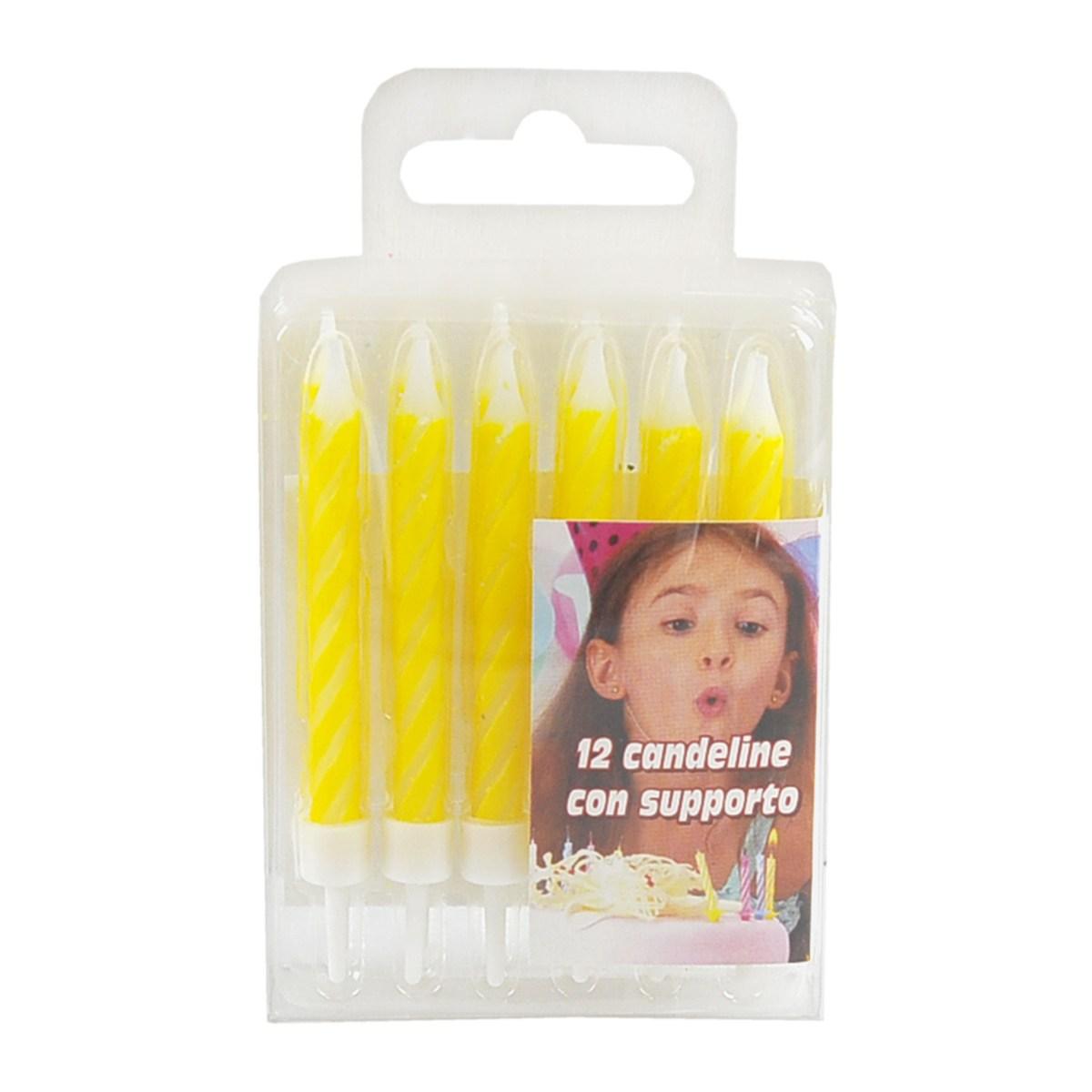 Candelina Compleanno Strisce Giallo Set pz.12 |M2 Store
