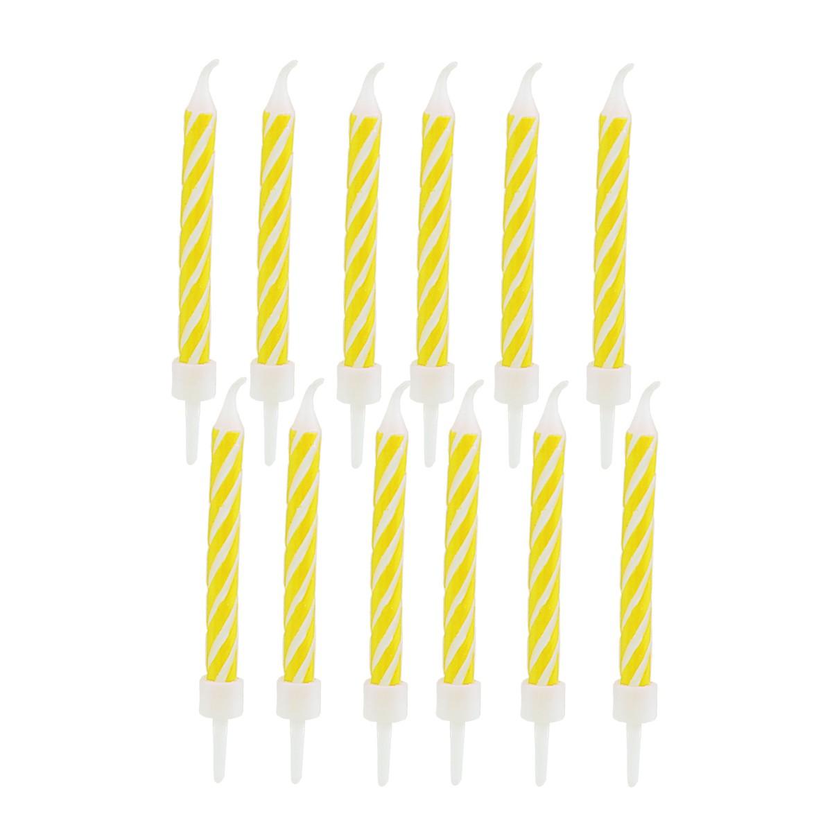 Candelina Compleanno Strisce Giallo Set pz.12 |M2 Store