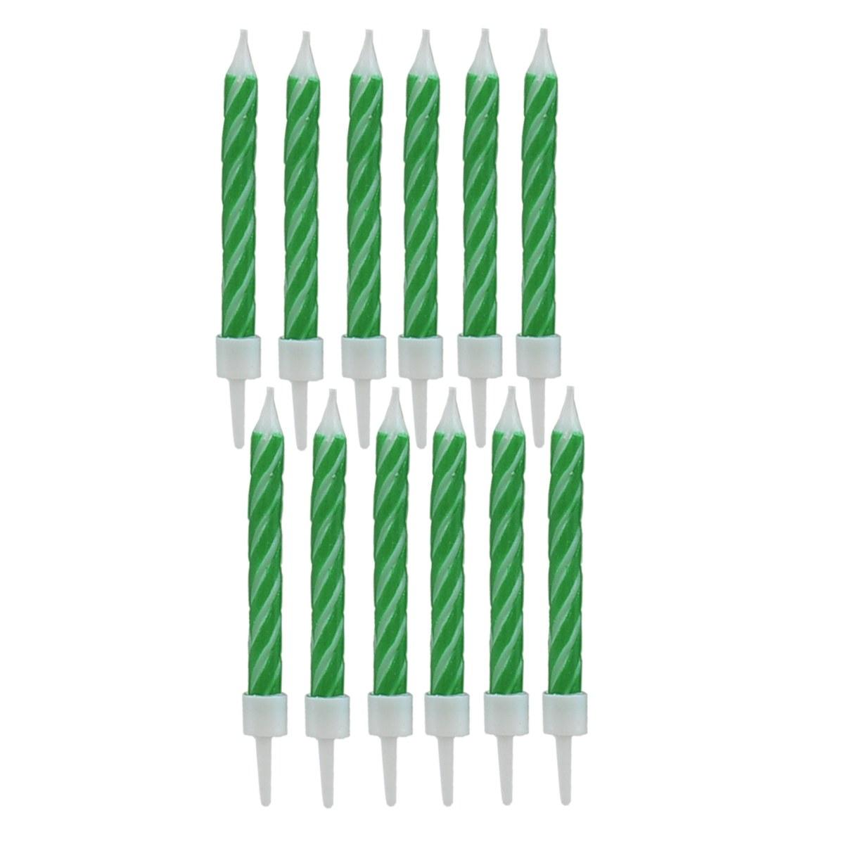 Candelina Compleanno Strisce Verde Set pz.12 |M2 Store