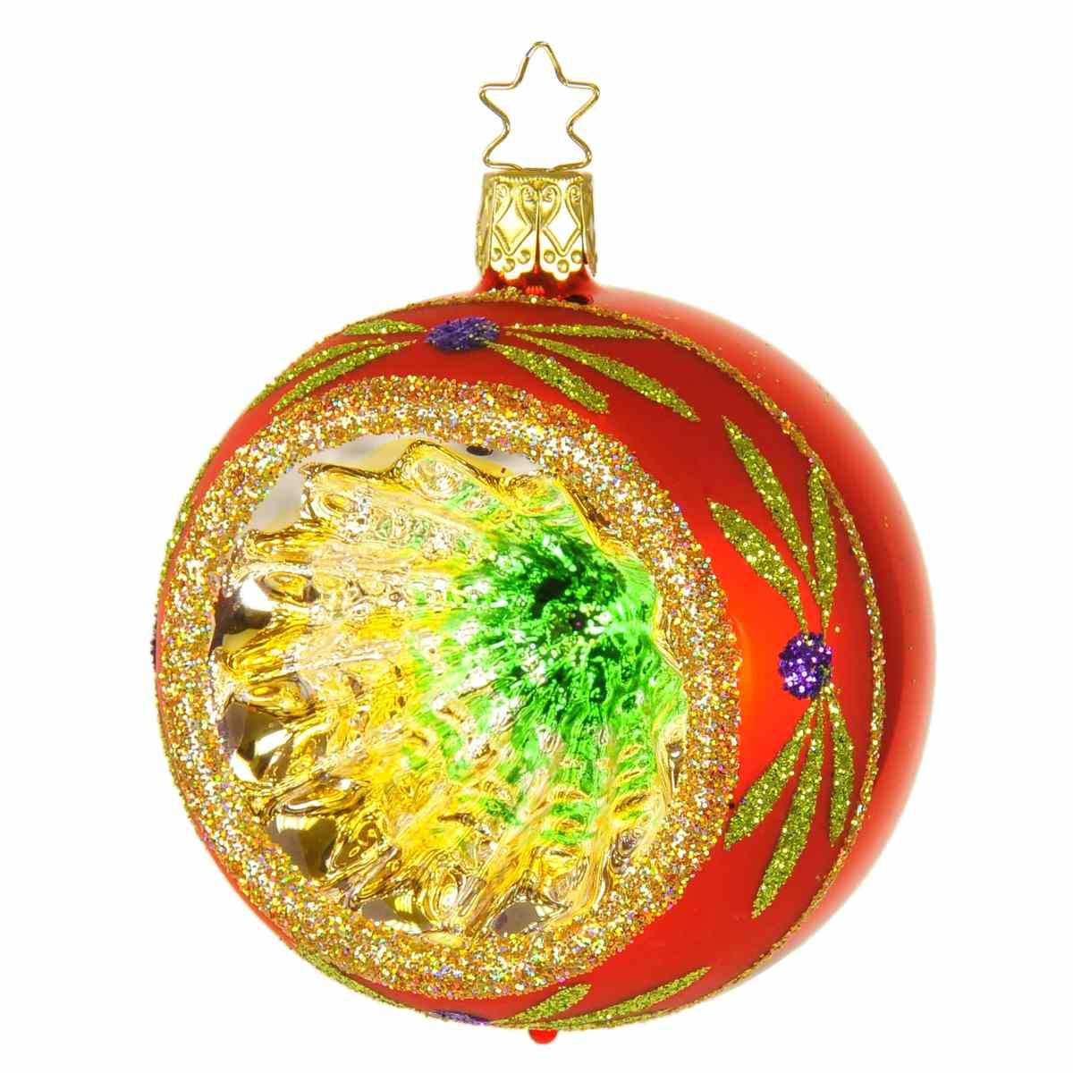 Pallina Natale Vetro Collezione cm.Ø8 Rossa Multi |Inge's Glass