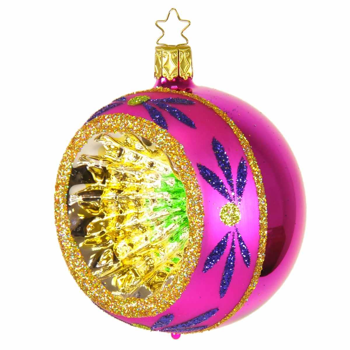Pallina Natale Vetro Collezione cm.8 Rosa Multi |Inge's Glass