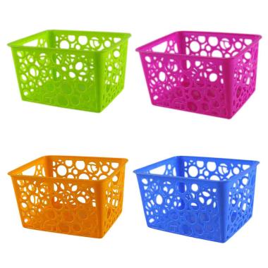 Cesto PVC Rettangolare con Fori cm.14x11xh8 4 Colori | M2 Store