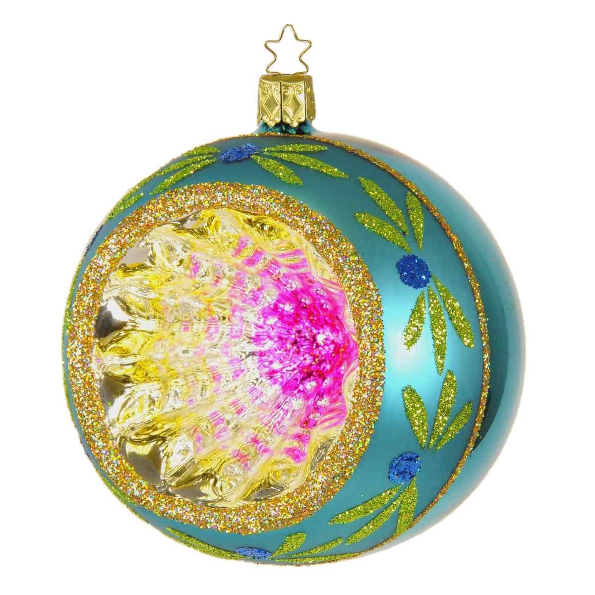 Pallina Natale Vetro Collezione cm.10 Azzurra Multi |Inge's Glass