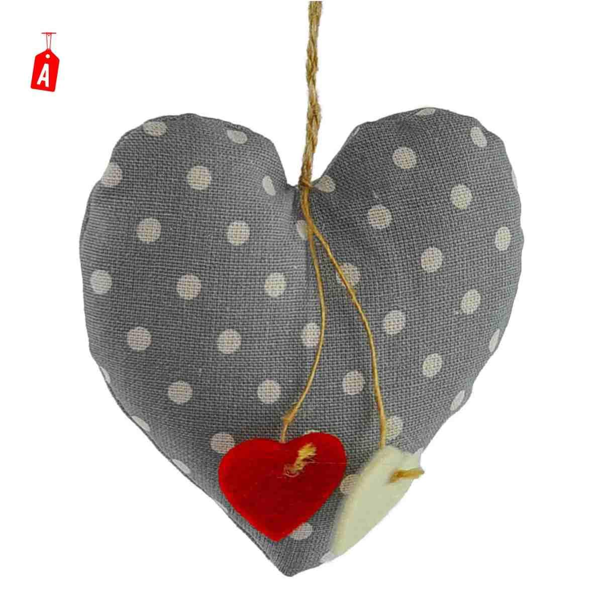 Decorazione Natalizia Cuore Lino Pois cm.12x12 3 Colori |M2 Store