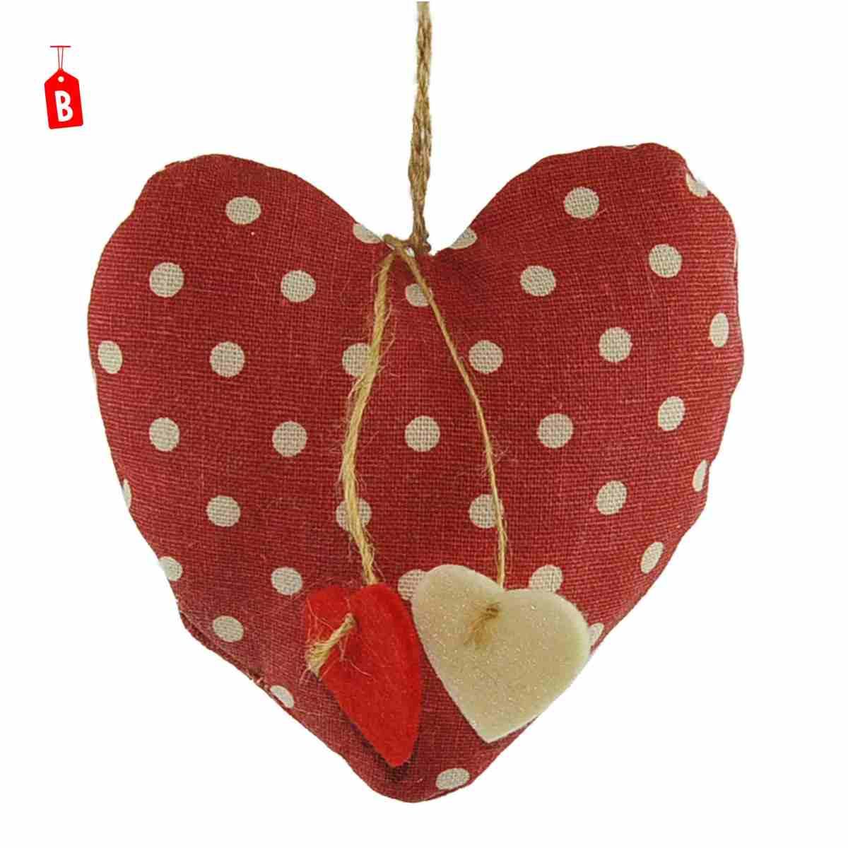 Decorazione Natalizia Cuore Lino Pois cm.12x12 3 Colori |M2 Store