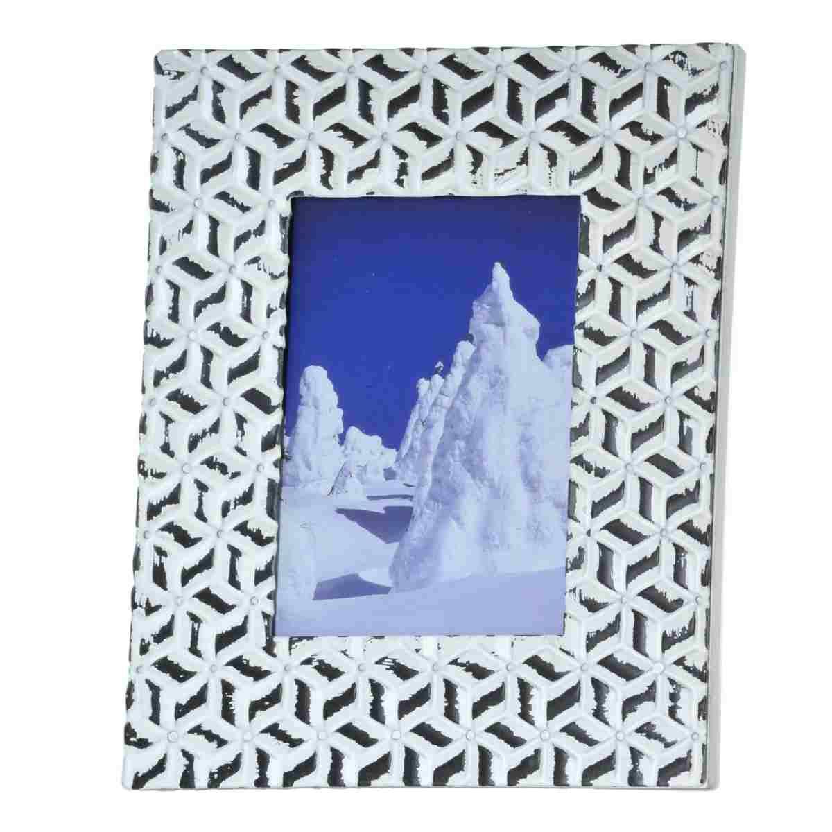 Cornice Metallo cm.13x18 Sbalzato Bianca con Decori | Montemaggi