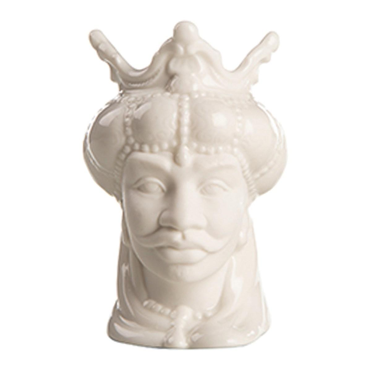 Vaso Porcellana Testa Moro Re Bianco cm.10 | Montemaggi