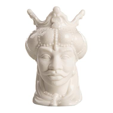 Vaso Porcellana Testa Moro Re Bianco cm.10 | Montemaggi