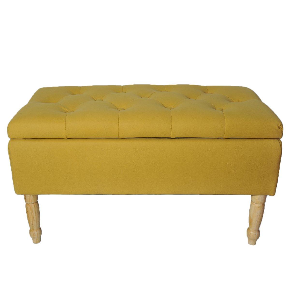 Pouf Ecopelle Ocra con Contentitore 80x40 | Montemaggi