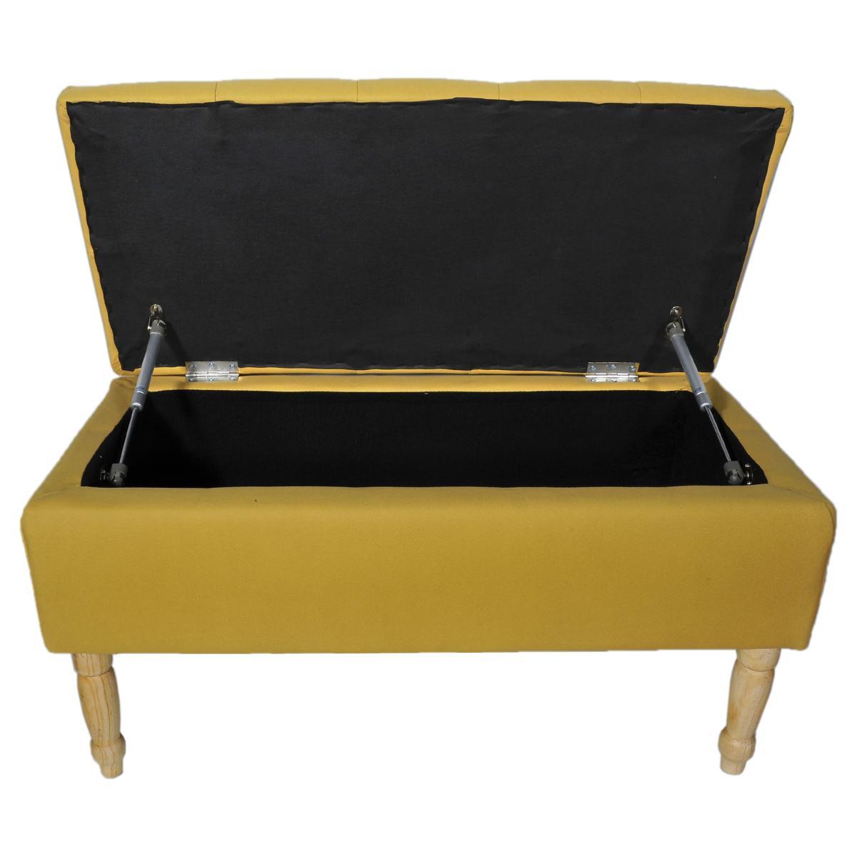 Pouf Ecopelle Ocra con Contentitore 80x40 | Montemaggi